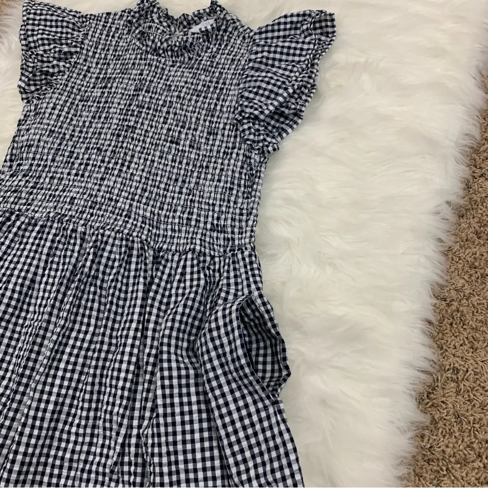 Time and Tru Black and White Plaid Smocked Ruffle Dress - Picture 9 of 15